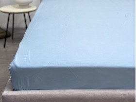 Простынь на резинке 180x200 Ecotton Полисатин Голубой