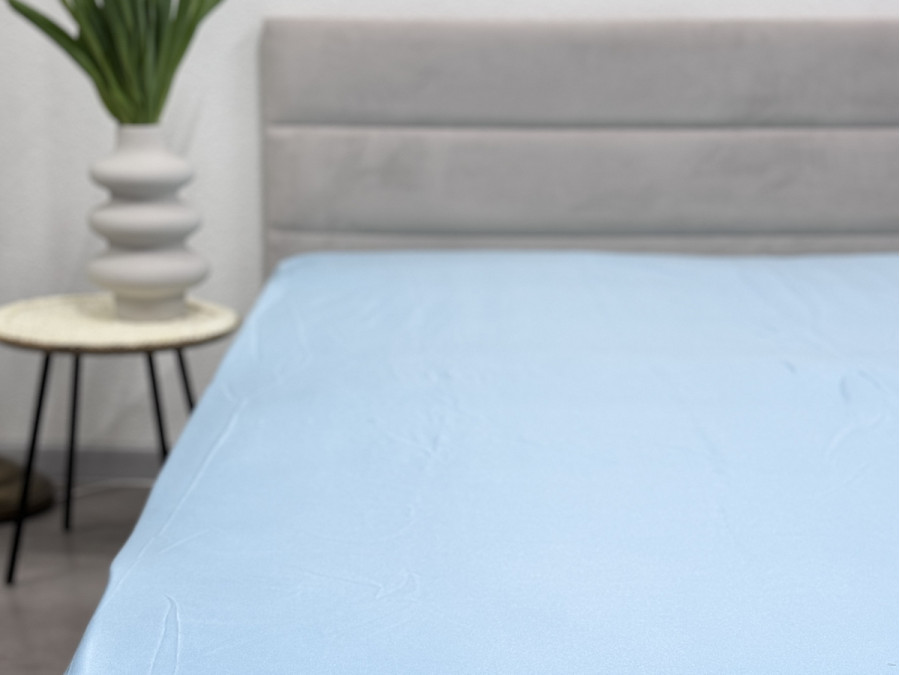 Простынь на резинке 160x200 Ecotton Полисатин Голубой