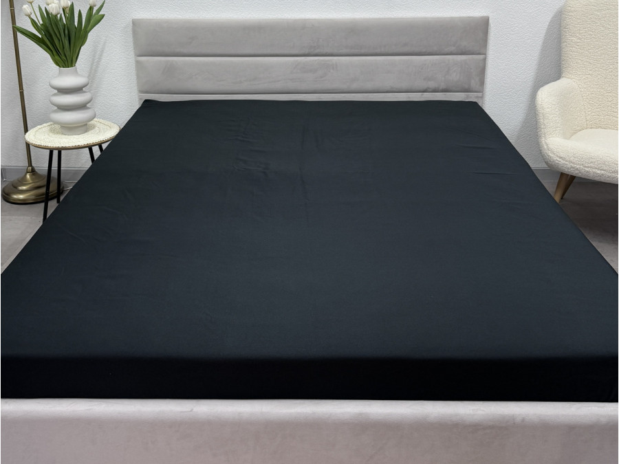 Простынь на резинке 140x200 Ecotton Полисатин Черный