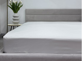 Простынь на резинке 160x200 Ecotton Полисатин Белый Сream