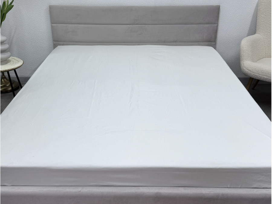 Простирадло на резинці 180x200 Ecotton Полісатин Білий Сream