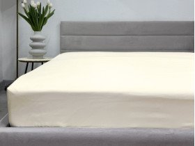 Простынь на резинке 180x200 Ecotton Полисатин Желтый Сream
