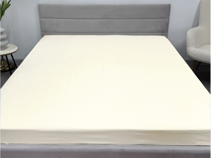 Простынь на резинке 160x200 Ecotton Полисатин Желтый Сream