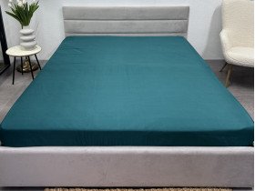 Простынь на резинке 200x200 Ecotton Полисатин Dark Green