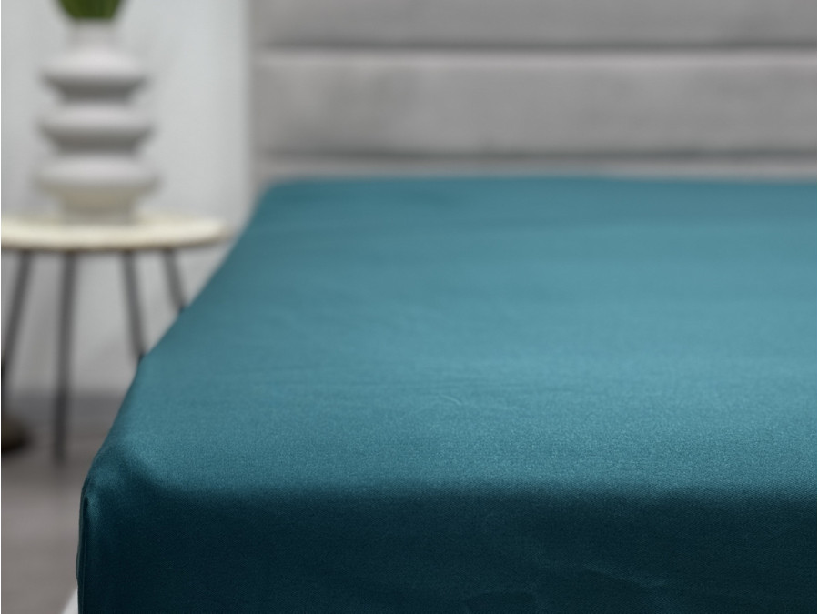 Простынь на резинке 160x200 Ecotton Полисатин Dark Green