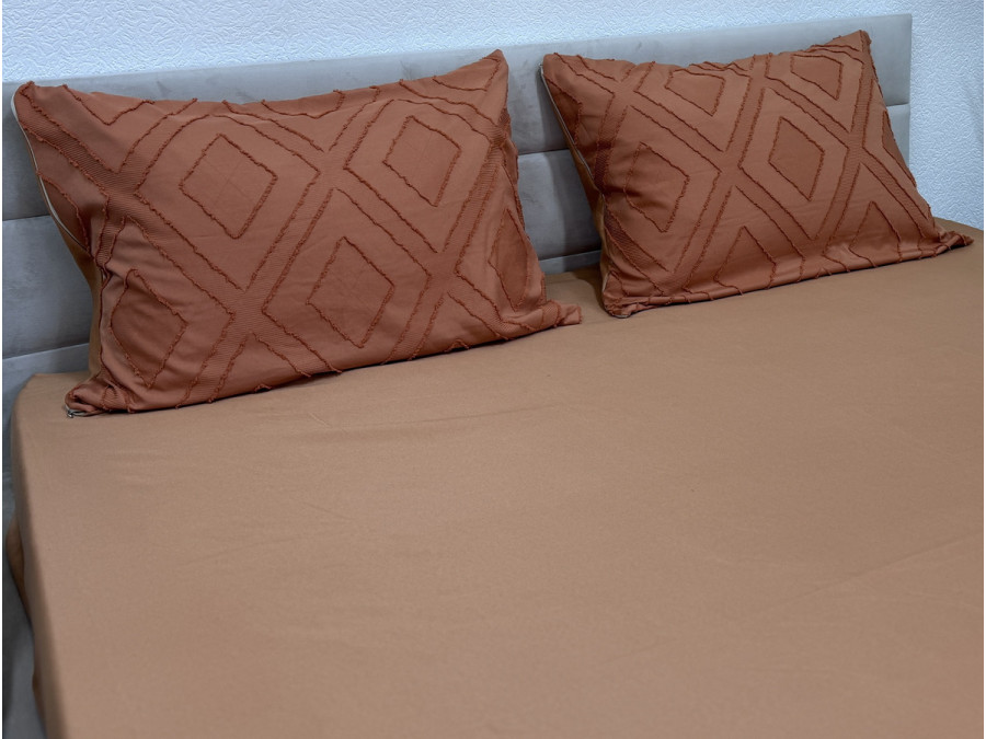 Простынь на резинке 140x200 Ecotton Полисатин Оранжевый