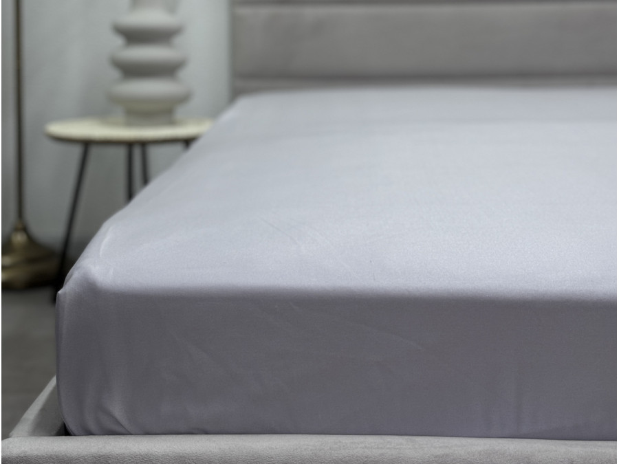 Простынь на резинке 90x200 Ecotton Полисатин Светло серый