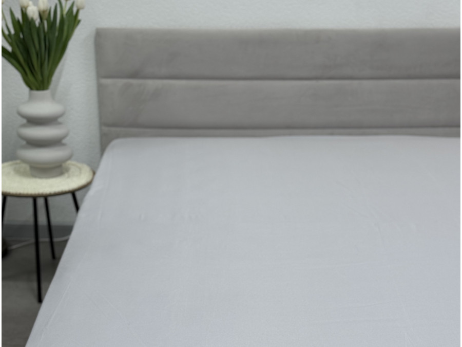 Простынь на резинке 180x200 Ecotton Полисатин Светло серый
