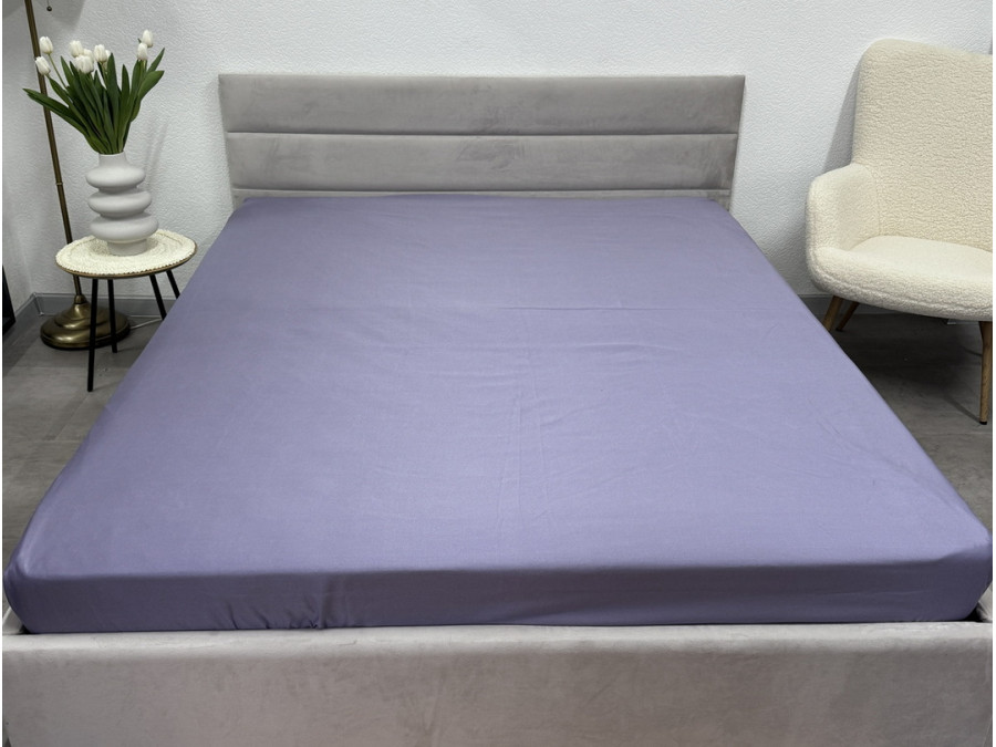 Простынь на резинке 140x200 Ecotton Полисатин Темно фиолетовый