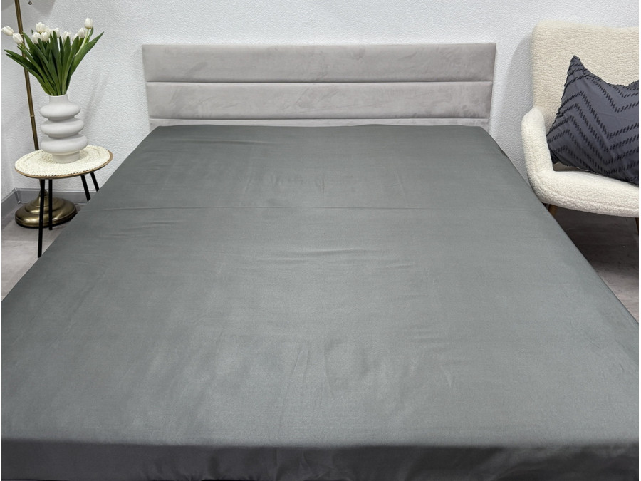 Простынь на резинке 160x200 Ecotton Полисатин Темно серый