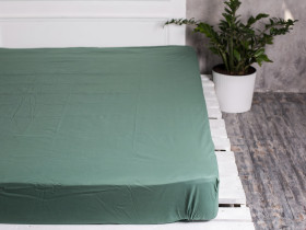 Простынь на резинке 180x200 Ecotton Поплин Зеленый 488