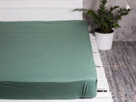 Простирадло на резинці 160x200 Ecotton Поплін Зелений 488