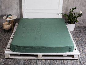 Простирадло на резинці 160x200 Ecotton Поплін Зелений 488