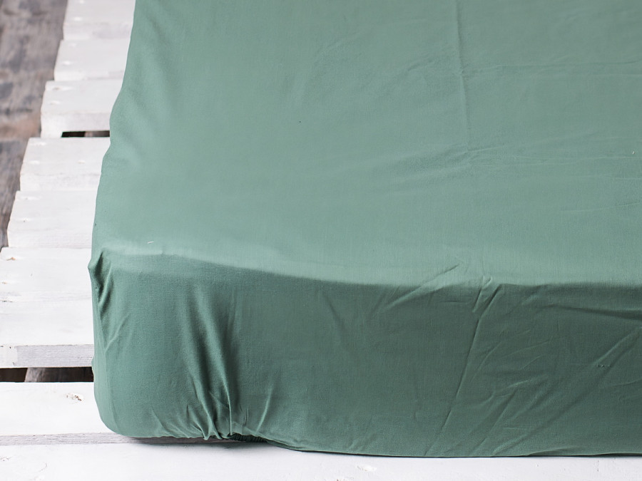 Простирадло на резинці 160x200 Ecotton Поплін Зелений 488