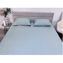 Простынь на резинке 200x200 Ecotton Сатин Aqua Grey 15-5205