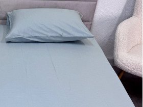 Простирадло на резинці 90x200 Ecotton Сатин Aqua Grey 15-5205