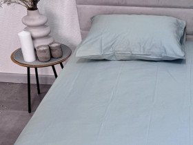 Простирадло на резинці 90x200 Ecotton Сатин Aqua Grey 15-5205