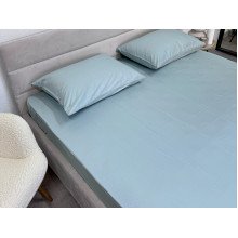 Простынь на резинке 140x200 Ecotton Сатин Aqua Grey 15-5205