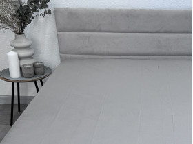 Простынь на резинке 180x200 Ecotton Сатин Chateau Grey 15-4503
