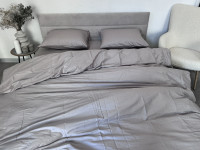 Простынь на резинке 140x200 Ecotton Сатин Chateau Grey 15-4503