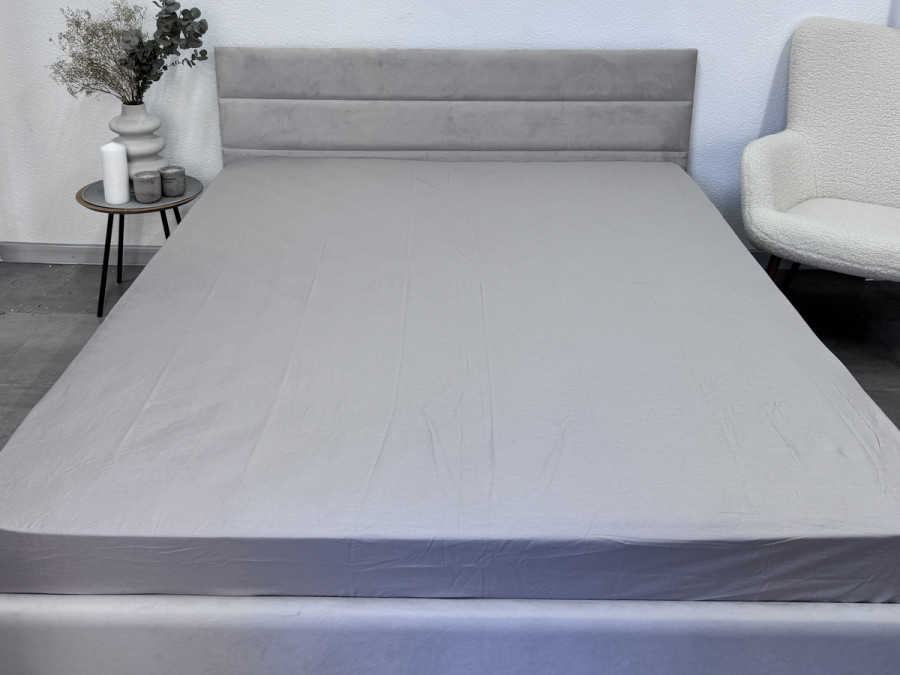 Простынь на резинке 200x200 Ecotton Сатин Chateau Grey 15-4503