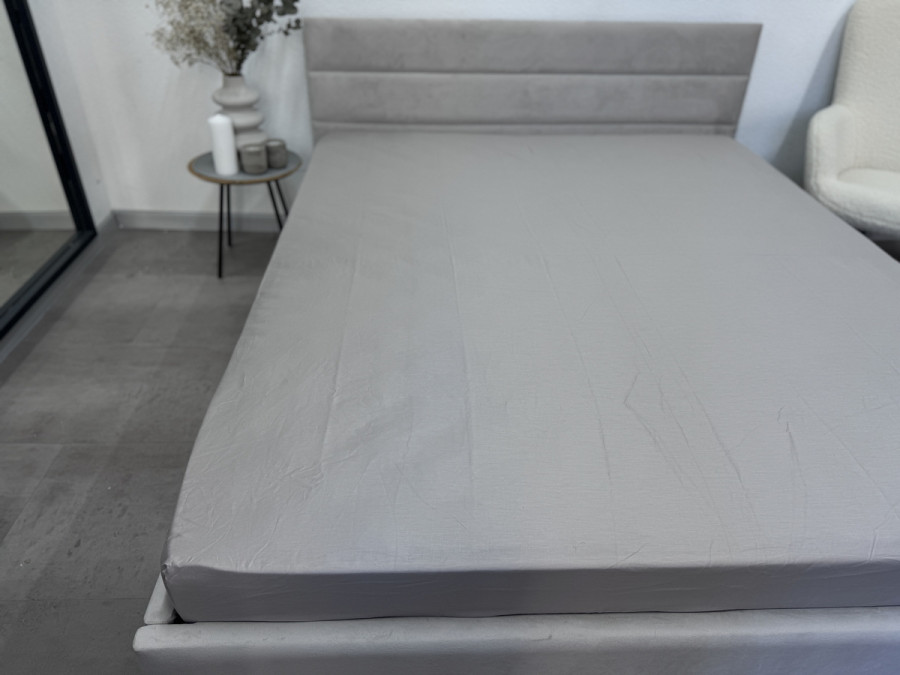 Простынь на резинке 140x200 Ecotton Сатин Chateau Grey 15-4503