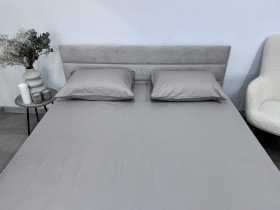 Простынь на резинке 180x200 Ecotton Сатин Chateau Grey 15-4503