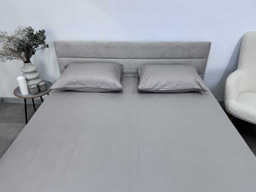 Простынь на резинке 160x200 Ecotton Сатин Chateau Grey 15-4503