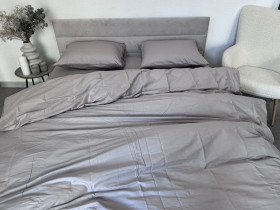 Простынь на резинке 160x200 Ecotton Сатин Chateau Grey 15-4503