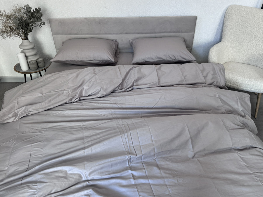 Простынь на резинке 140x200 Ecotton Сатин Chateau Grey 15-4503