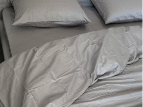 Простынь на резинке 90x200 Ecotton Сатин Chateau Grey 15-4503