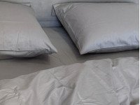 Простынь на резинке 200x200 Ecotton Сатин Chateau Grey 15-4503