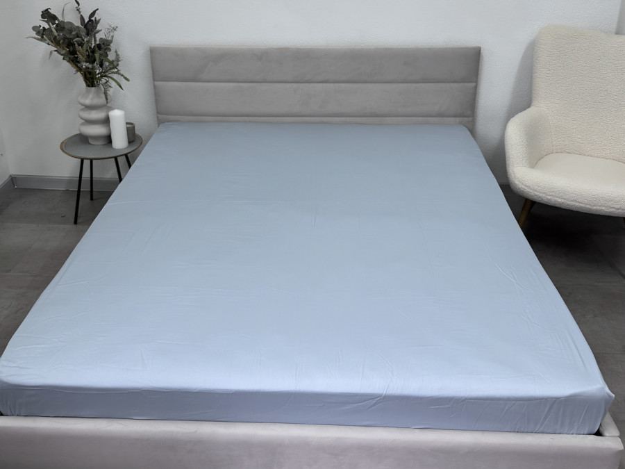 Простирадло на резинці 160x200 Ecotton Сатин Pearl Blue 14-4206