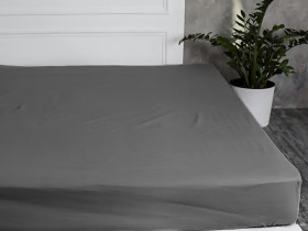 Простынь на резинке 160x200 Ecotton Сатин Серый 161