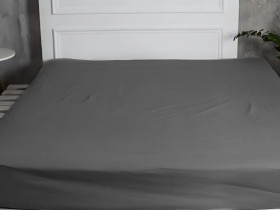 Простынь на резинке 180x200 Ecotton Сатин Серый 161