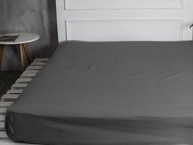 Простынь на резинке 90x200 Ecotton Сатин Серый 161