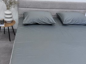Простынь на резинке 160x200 Ecotton Сатин Серый Natural 17-4402