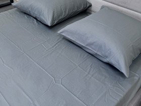 Простынь на резинке 140x200 Ecotton Сатин Серый Natural 17-4402