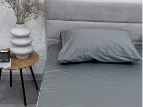 Простынь на резинке 90x200 Ecotton Сатин Серый Natural 17-4402