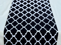 Table runner made of water-repellent fabric 45x170 DUCK Black and white 2006-6