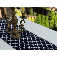 Table runner made of water-repellent fabric 45x170 DUCK Black and white 2006-6