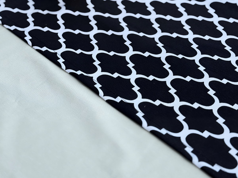 Table runner made of water-repellent fabric 45x170 DUCK Black and white 2006-6