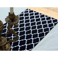 Table runner made of water-repellent fabric 45x170 DUCK Black and white 2006-6