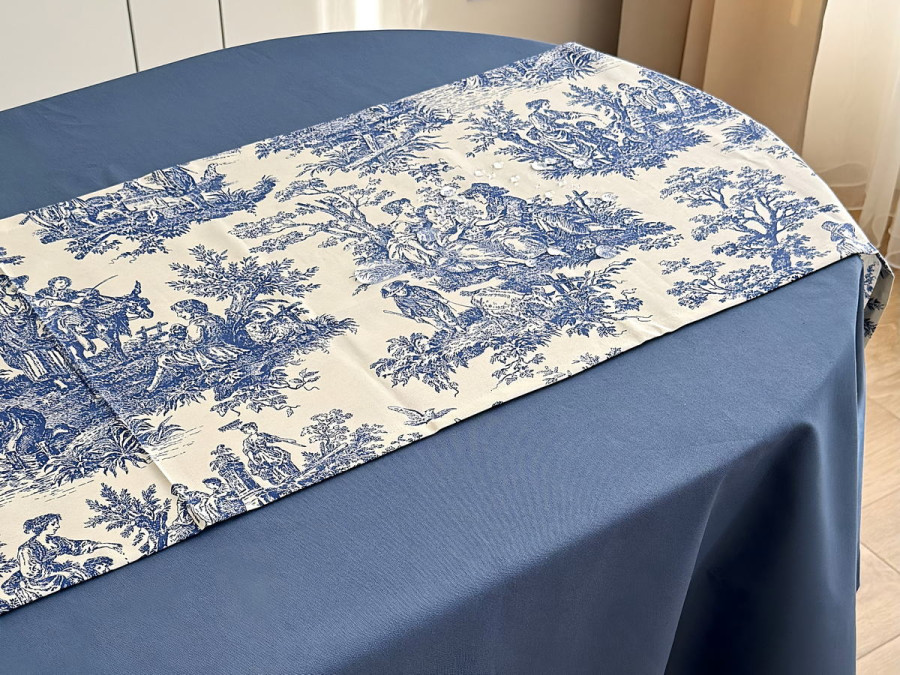 Table runner made of water-repellent fabric 45x170 DUCK Italiano fig. 30497-Blue