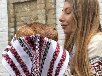 Ukrainian ethnic towel runner 3 in 1 white with Ukrainian ornament Ecotton