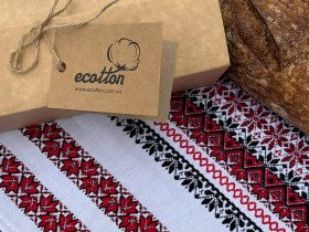 Ранер-полотенце украинское этно 3 в 1 белый с украинским орнаментом Ecotton
