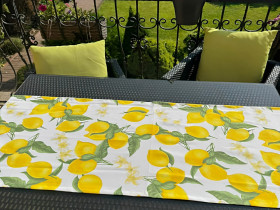 Table runner made of water-repellent fabric, 45x90, Lemons