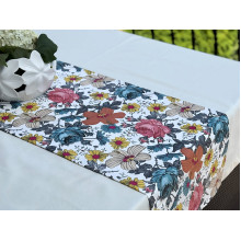 Table runner made of water-repellent fabric 45x170 DUCK with flowers 12161-9