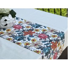 Table runner made of water-repellent fabric 45x170 DUCK with flowers 12161-9
