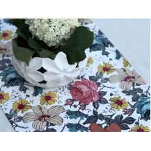 Table runner made of water-repellent fabric 45x170 DUCK with flowers 12161-9